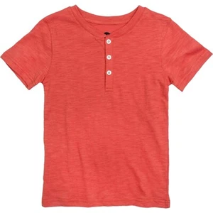 Appaman Day Party Henley Shirt Boys' 6 Coral Heather Short Sleeve Pullover - Picture 1 of 17