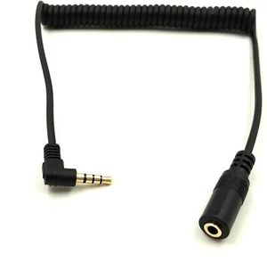 3.5mm TRRS 4 Pole Male to Female 90 Degree Aux Audio Stereo Jack Extension Cable - Picture 1 of 5