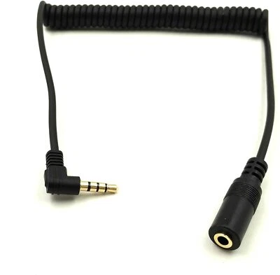 3.5mm TRRS 4 Pole Male to Female 90 Degree Aux Audio Stereo Jack Extension Cable - Image 1 of 4