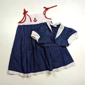 Vintage Ruth of Carolina Dress Girls Sz 6 Navy Sailor Nautical Bolero 80s - Picture 1 of 5