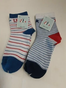 Lot X2 Kids Socks, Red, White  & Blue USA & Stars & Stripes Size 7-8.5 BNWT! - Picture 1 of 6
