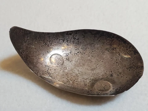 Vintage .925 Sterling Silver Ashtray, Mexico, Leaf Dish Bowl, Mid Century Patina Cover