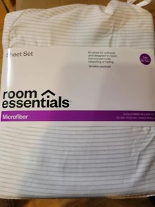 Twin/Twin XL Microfiber Sheet Set. Striped White Sleek Silver - Room Essentials - Picture 1 of 4