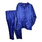 Lands End Mens Track Suit XL Blue Hooded Windbreaker Jacket Pants Nylon Packable