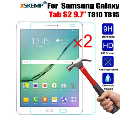 2Pcs Tempered Glass Glossy Screen Protector Samsung Galaxy Tab S2 9.7 T810 T815 - Image 1 of 4