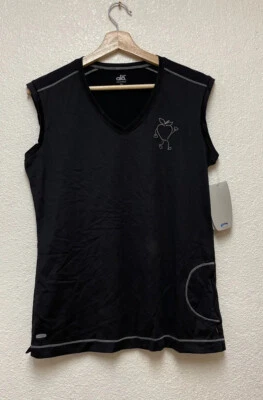 ALO YOGA COOL FIT MUJER’S Negro Cuello en V Cremallera Bolsillo Tanque Talla XL (Tiene Un Logo) Foto 1 de 4