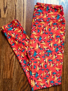 NEW Lularoe Leggings OS Fairy Butterfly Red Orange Teal Green Yellow One Size - Picture 1 of 6