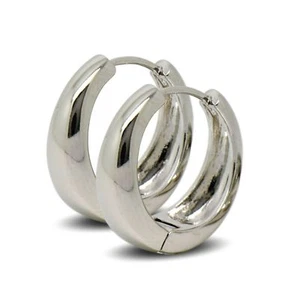 Large Tapered Hoop Earrings Womens 9ct White Gold Filled Hoop Earrings - Picture 1 of 4