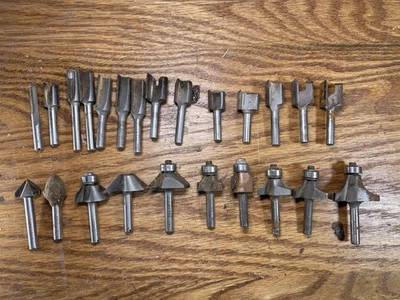 24 Router Bits LOT for Woodworking 1/4” Arbor • WHITESIDE BOSCH USA Patternmaker - Image 1 of 3