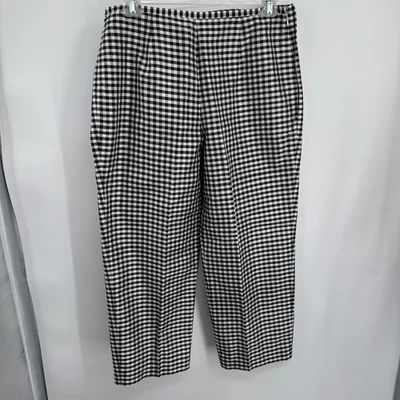 Vtg Coldwater Creek Pants Womens PXL Black White Silk Gingham Check Office Cas - Image 1 of 4