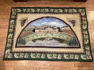 Vintage Tapestry Wall Hanging 38” x 54” Burgundy Winery MOHAWK HOME USA - Picture 1 of 10