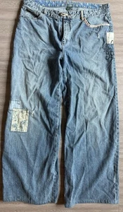 Ralph Lauren Jeans Co Womens Sz 14 Western Denim Patchwork Wide Leg Boho - Picture 1 of 12