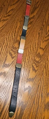 Brighton 复古 1991 年皮带海军蓝多皮革带蚀刻金色五金小号 — 第 1/2 张图片