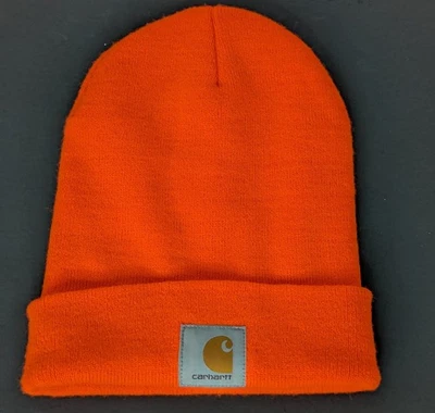 Carhartt Adult Beanie Knit Hat One Size Toboggan Blaze Orange Hunting Winter - Image 1 of 3