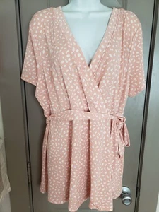 Torrid Top Plus Size 2X Tie Waist Ruffle Sleeve Babydoll V Neck PEACH - Picture 1 of 4