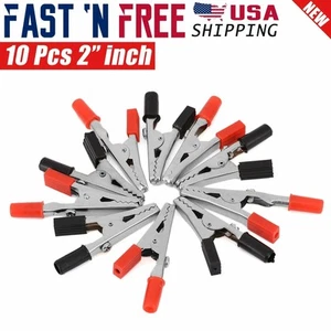 10 Pcs Electrical Test Clamps Metal Alligator Clips with Red & Black Handle Bulk - Picture 1 of 6