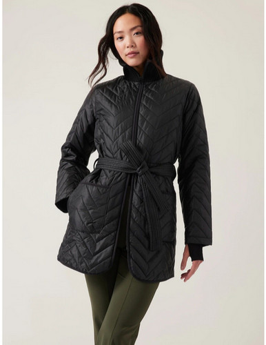 VETEMENTS Cappotto nero trapuntato Athleta Mendocino donna taglia XS full zip [manca cintura]