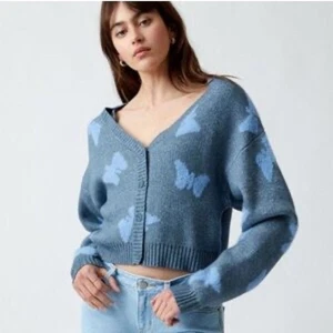 NWT Large PacSun LA Hearts v neck butterfly sweater - Picture 1 of 6