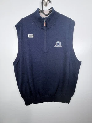 Peter Millar Men Ballen Isles Merino Wool 1/4 Zip Sweater Vest Blue Sz L 22.5x28 - Image 1 of 4