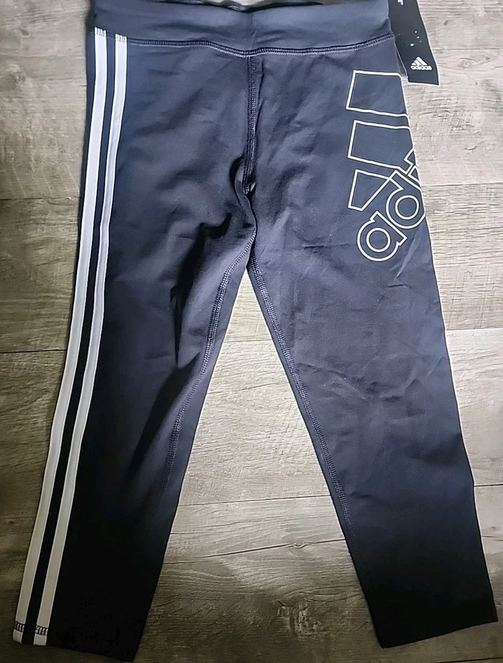 adidas Black Performance Capri Pants Leggings Ak4662 Size Girls Medium 10/12