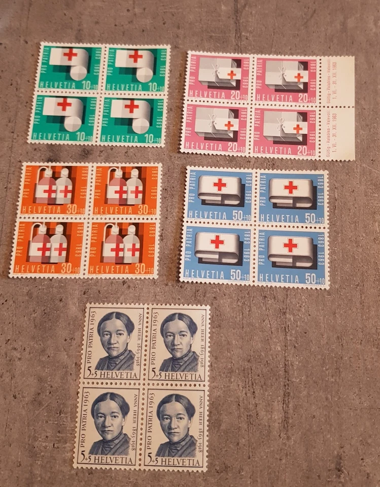 HELVETIA-1963-PRO PATRIA-RED CROSS- IN BLOCKS OF FOUR MNH - Image 1 of 1