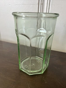 Green Depression Pre Anchor Hocking Glass Octagonal Tumbler Working Glass - Picture 1 of 5