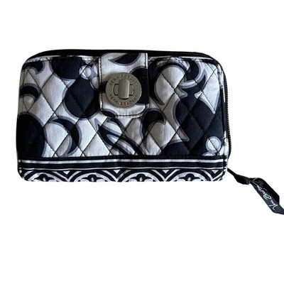 Vera Bradley Black & White Turnlock Wallet Quilted Zip Around Clutch - Image 1 of 4