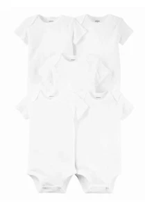 Carter's Baby Unisex 5 Pack White Short Sleeve Bodysuits 9 Months NEW - Picture 1 of 11