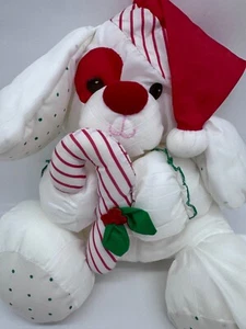 Vintage Fisher Price Puffalump Weihnachten Stofftier Welpe Hund Plüsch mit Zuckerstange - Bild 1 von 14
