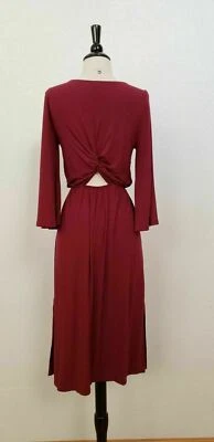 Anthropologie Midi Dress New Size Small Burgundy Knot Back Cut Out Bell Boho - Image 1 of 3