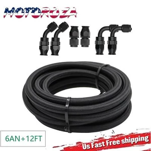6AN -6AN Black Nylon For E85 PTFE Fuel Line 12FT Hose kit E85 6 Fittings - Imagen 1 de 8