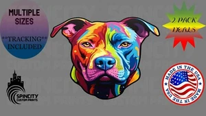 PitBull Car Window Vinyl Decal Graphic Colorfull Dog Laptop Stickers - Picture 1 of 10