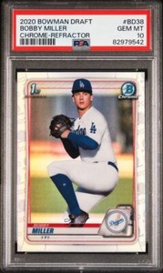 2020 Bowman Draft Chrome Bobby Miller #BD38 REFRACTOR PSA 10 GEM MINT