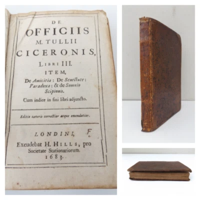 1683 De OFFICIIS M. TULLII CICERONIS Libri III CICERO Leather Binding LATIN - Image 1 of 4