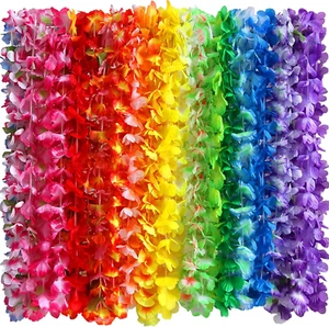 36 Counts Hawaiian Leis Necklace Tropical Luau Hawaii Silk Flower Lei Theme Part - Picture 1 of 9