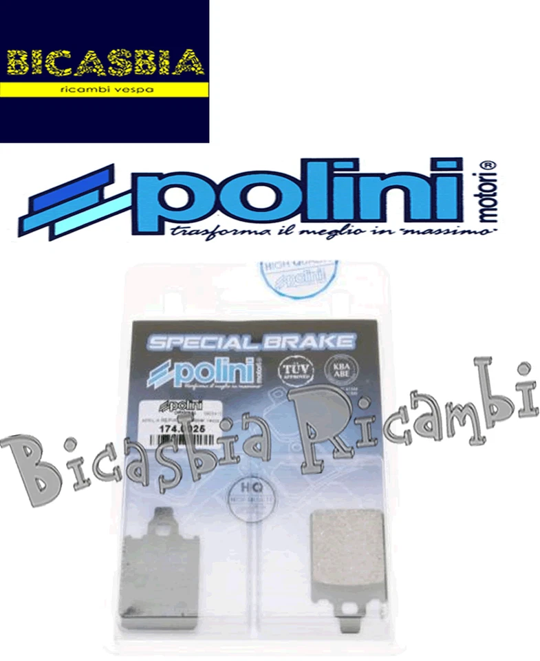 10898 - PASTIGLIE POLINI PER DISCO FRENO ANTERIORE VESPA 125 150 200 PX A DISCO
