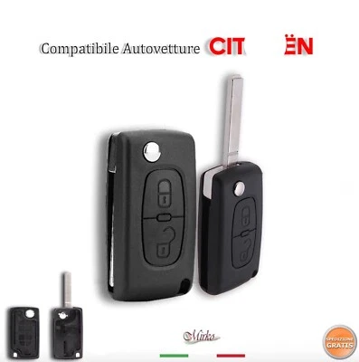 GUSCIO CHIAVE PER CITROEN C2 C3 BERLINGO TELECOMANDO 2TASTI SENZA VANO BATTERIA