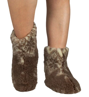 BOTAS CHINELOS CHUNI QUENTES FEMININAS GENUÍNAS ALPACA/LÃ DE CORDEIRO COM PADRÃO 'VEADO' - Imagem 1 de 4