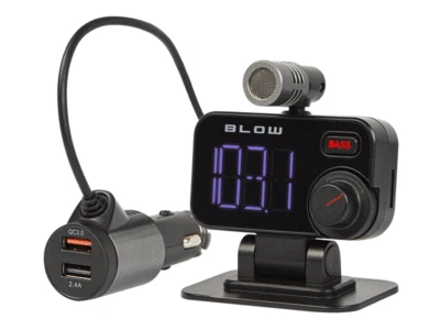 New LCD FM Car Transmitter Bluetooth 5.0 USB Quick 3.0 Charger Microhpone 1097 - Image 1 of 4