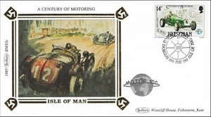 Bob Gerard Automobile ERA Winner 1950 Isle of Man Motor 100 Benham Silk FDC 1985 - Picture 1 of 1