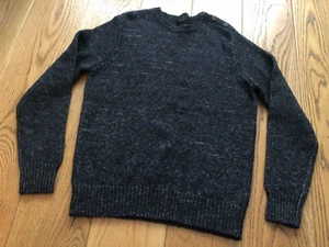 J. CREW MAGLIONE UOMO NERO GRIGIO ANTRACITE MACULATO GIROCOLLO MISTO LANA CAMPIONE M - Foto 1 di 14