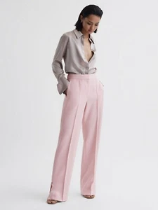 $245 Pantalón REISS Marina Pierna Ancha Dobladillo Dividido | Rosa | Reino Unido 12 EE. UU. 8 - Imagen 1 de 8