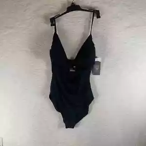 Vince Camuto Women's Jet Solid Black Cut Out Wrap One Piece Swimsuit Size 10 NWT - Picture 1 of 8