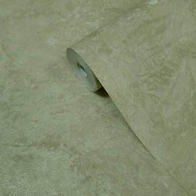 Brass metallic Faux Silk Fabric plaster Textured Plain contemporary Wallpaper - Image 1 of 4