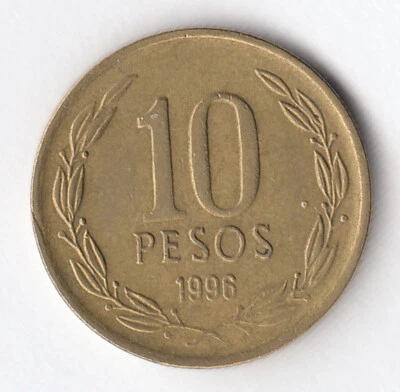 CHILE 1996 10 pesos -O'Higgins-  KM228.2  R1970 - Image 1 of 2
