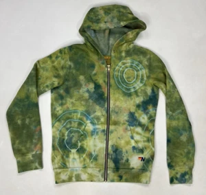 Aviator Nation Lightweight Full Zip Hoodie Kids Size 12 Green Tie Dye - Picture 1 of 10