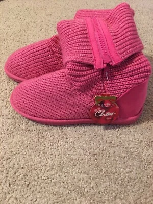 Botas suéter femininas Sonoma tamanho 5 rosa quente com prata. - Imagem 1 de 4