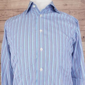 CAMISA DE VESTIR ETON CONTEMPORÁNEA FIT AZUL A RAYAS ABOTONADAS PARA HOMBRE 16 41 - Imagen 1 de 6