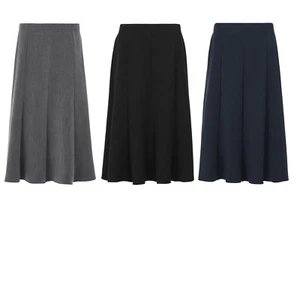 Damen einfacher Rock unterhalb des Knies 31 Zoll Länge halb elastisch Taille 8 Panel - Bild 1 von 8