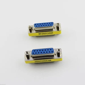 VGA/SVGA DB15 D-SUB 15 Pin 2 Rows Female To Female Mini Gender Changer Adapter - Picture 1 of 6